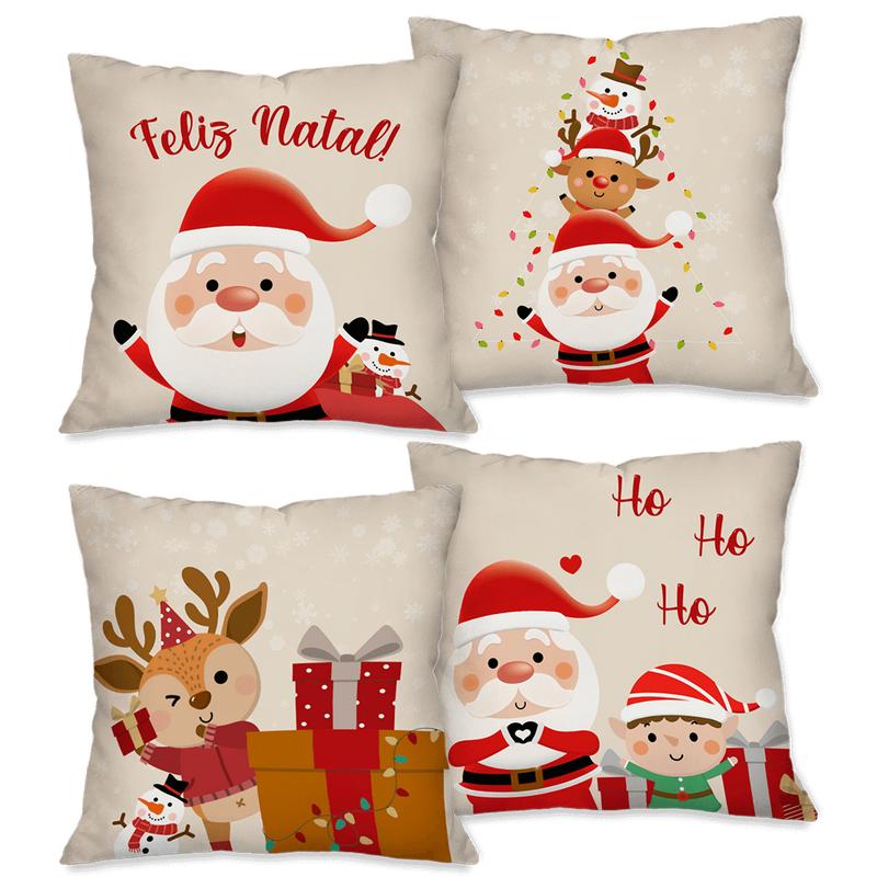 CAPAS NATALINAS Kit com 4 Capas para Almofadas Decorativas 45X45