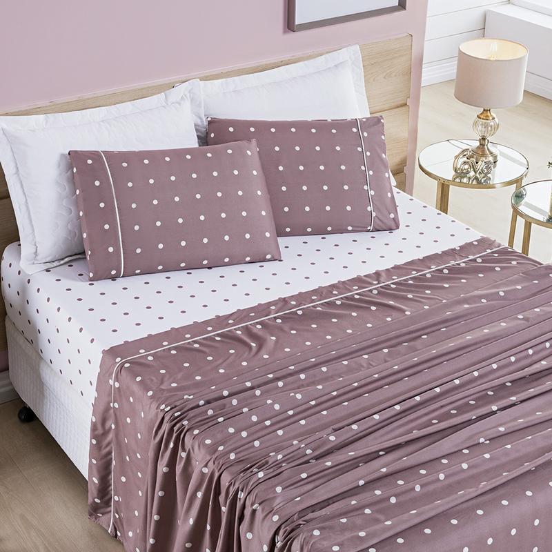 Jogo De Cama 4 Peças Lençóis + Fronha Micropercal 200 Fios Linha