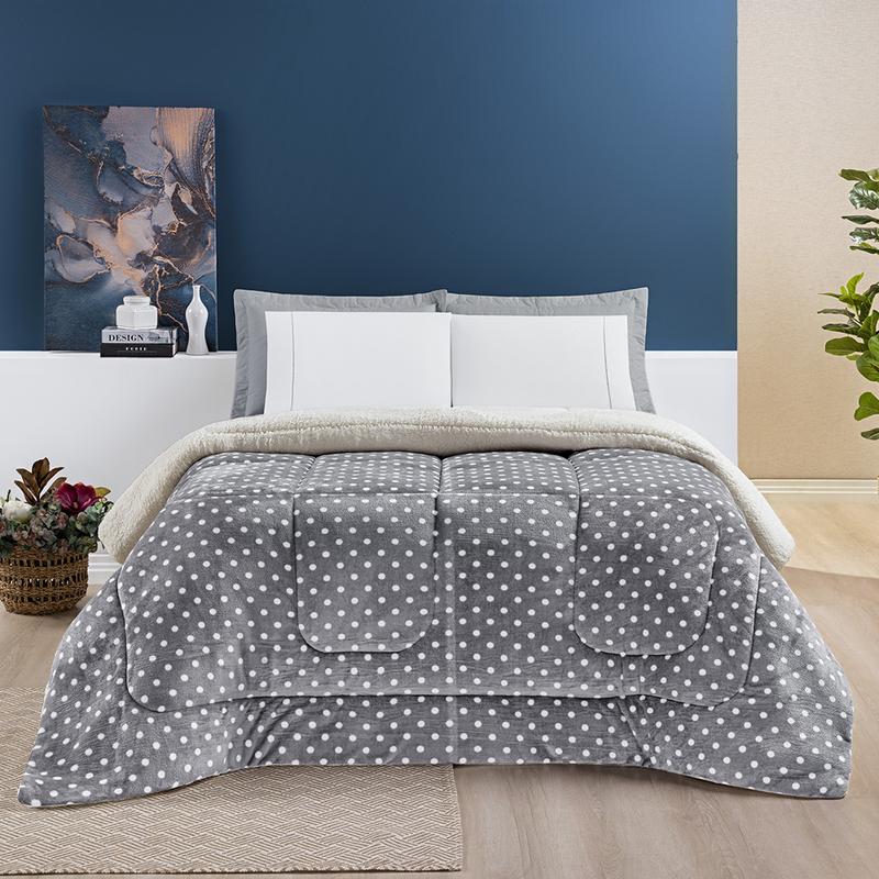 Coberdrom Cobertor Manta Flannel + Sherpa Avulso Petit Poá