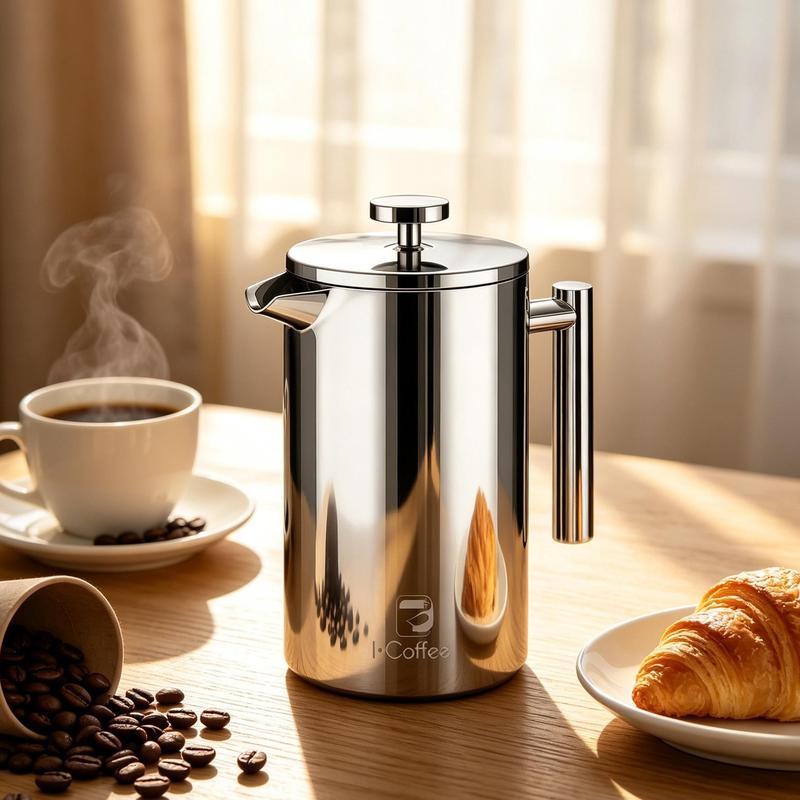 ICoffee cafeteira francesa de aço inoxidável, cafeteira francesa