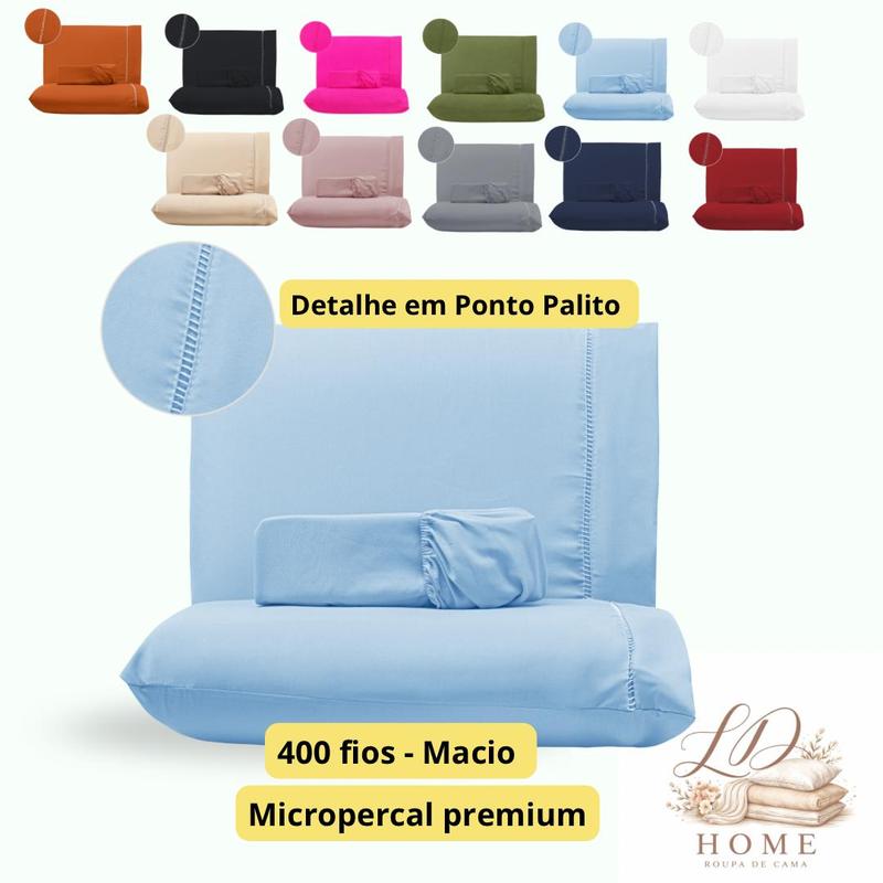 Lençol 400 Fios King/Casal/Queen/Solteiro Percal Ponto Palito