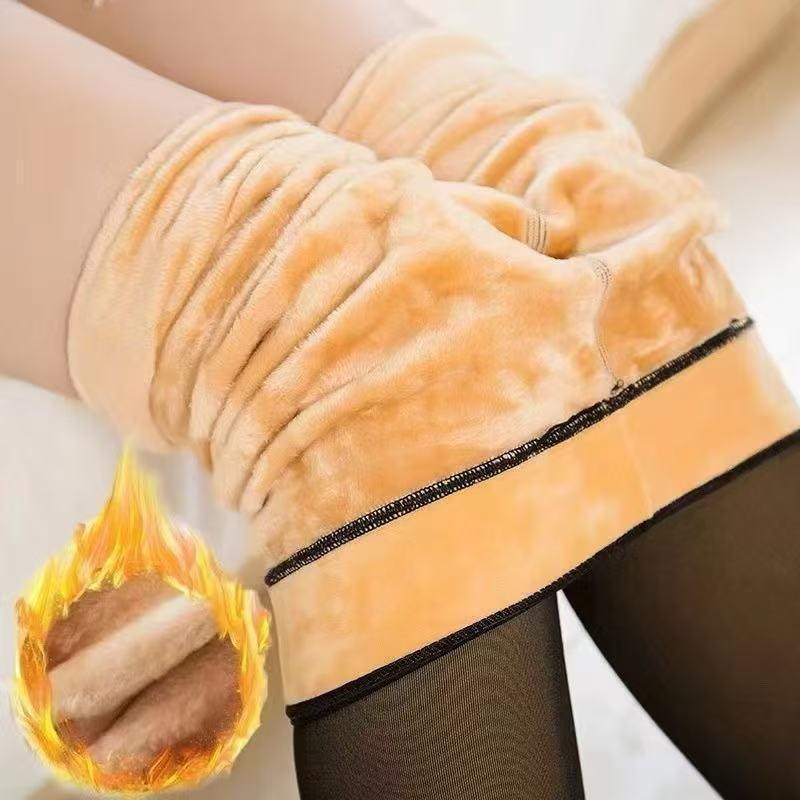 Meia-Calça Térmica Plus Size G-GG Forrada Peluciada Translúcida de Lã