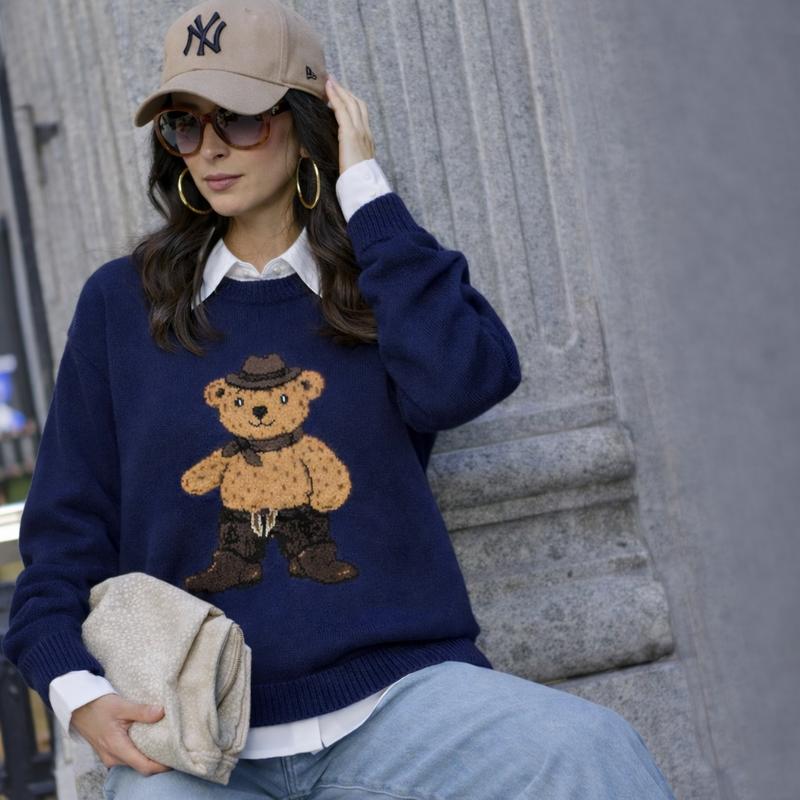 Blusa Ursinho Teddy Vintage de Frio em Tricot Premium Elegante