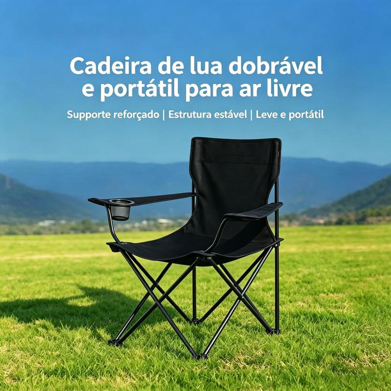 Cadeira Camping Dobrável Confortável com Porta Copos e Bolsa de