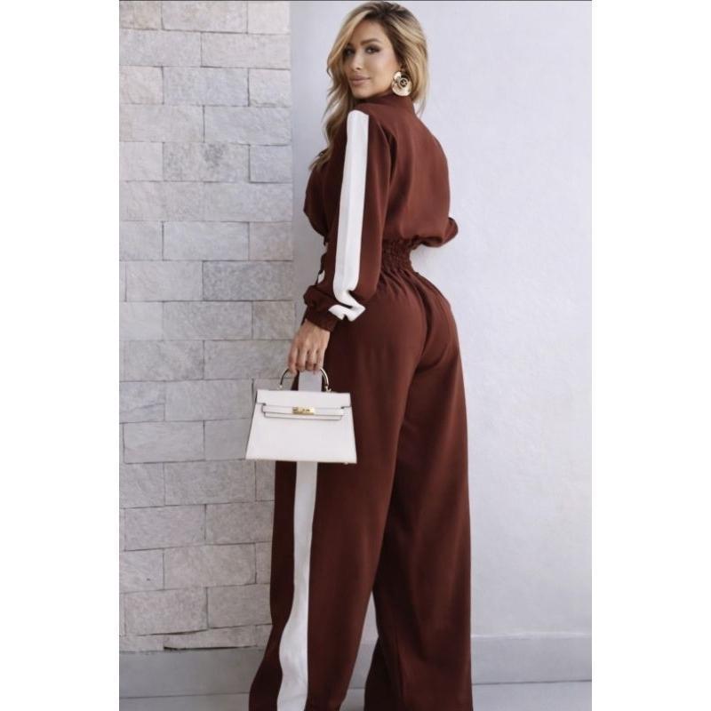 Conjunto Alfaiataria com Listras, Manga Longa e Calça Pantalona