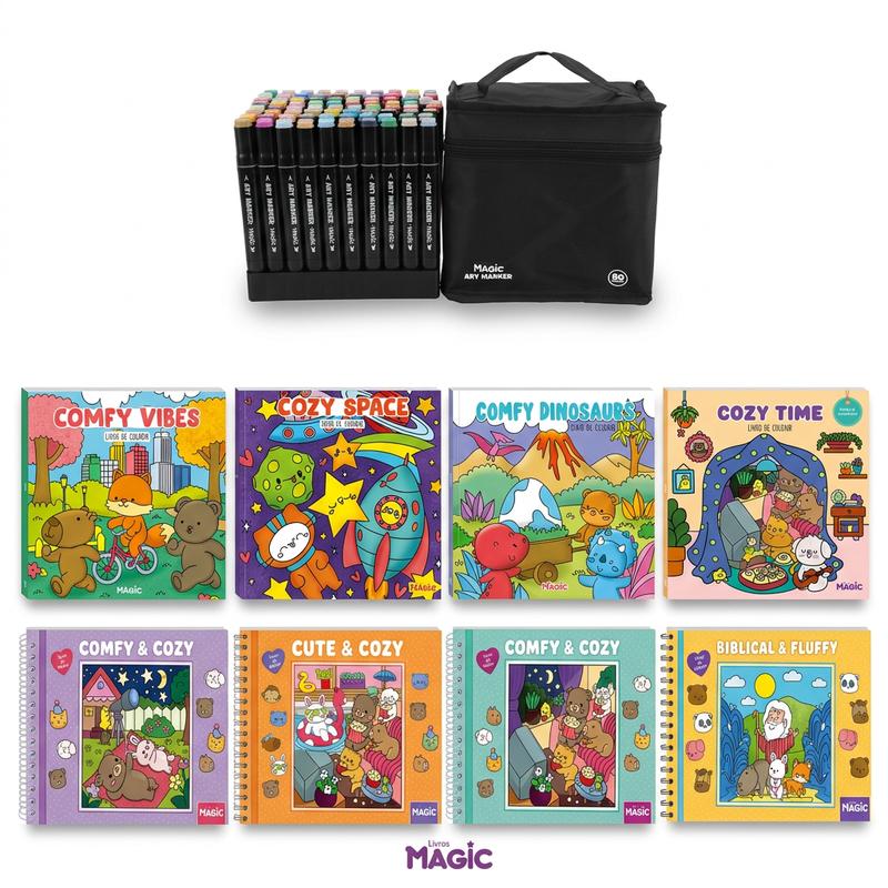 Mega Kit Colorir TikTok 10 Livros + 80 Canetinhas Grátis