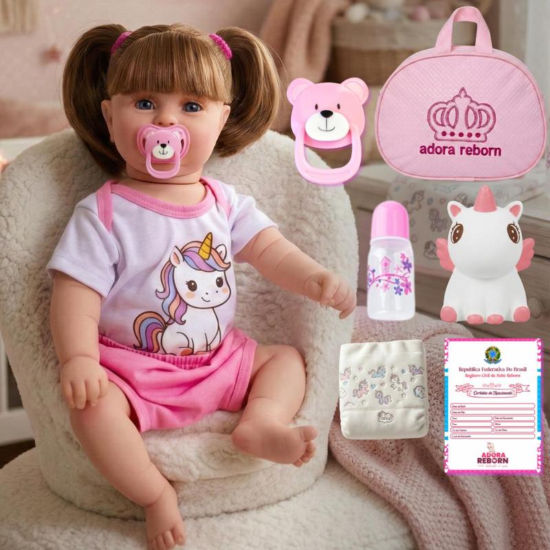 Boneca Bebê Reborn Menina Unicornio Original Realista de Silicone