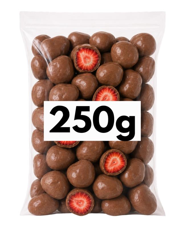 Morango Liofilizado com Chocolate Branco ou Ao Leite 100g 250g